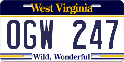 WV license plate OGW247