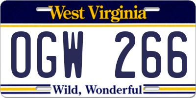 WV license plate OGW266