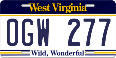 WV license plate OGW277