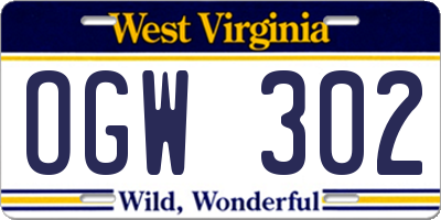 WV license plate OGW302
