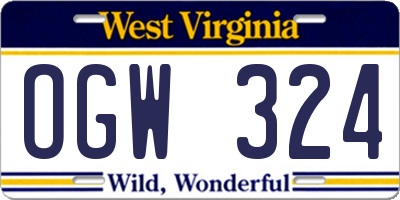 WV license plate OGW324