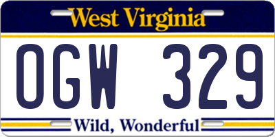 WV license plate OGW329