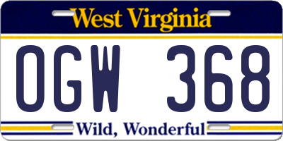 WV license plate OGW368
