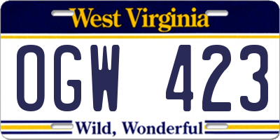 WV license plate OGW423