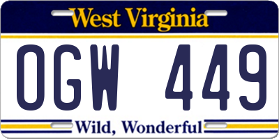 WV license plate OGW449