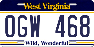 WV license plate OGW468