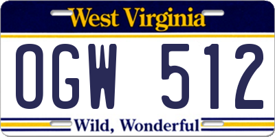 WV license plate OGW512