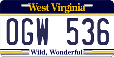 WV license plate OGW536