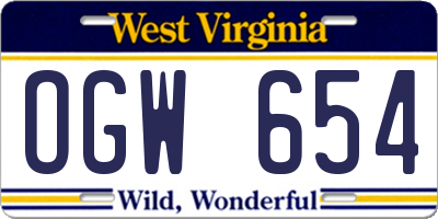 WV license plate OGW654