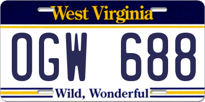 WV license plate OGW688