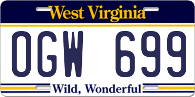 WV license plate OGW699