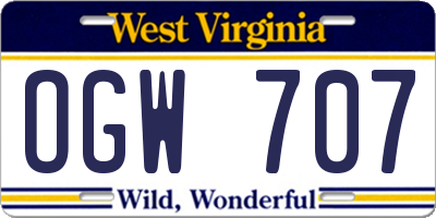WV license plate OGW707
