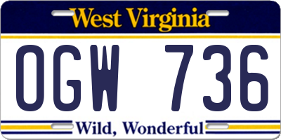 WV license plate OGW736