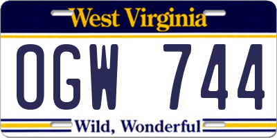 WV license plate OGW744
