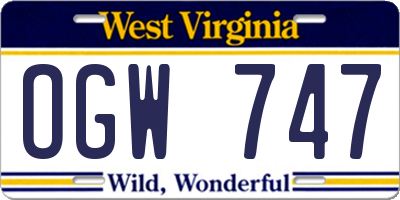 WV license plate OGW747