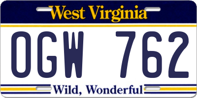 WV license plate OGW762