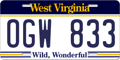 WV license plate OGW833