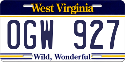 WV license plate OGW927