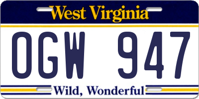 WV license plate OGW947