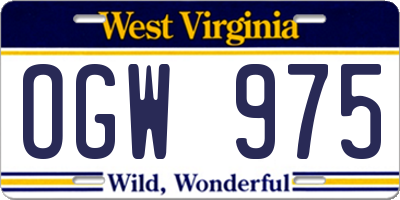 WV license plate OGW975