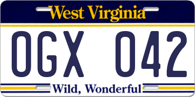 WV license plate OGX042