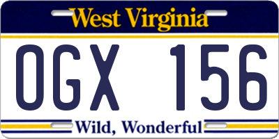 WV license plate OGX156