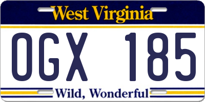 WV license plate OGX185