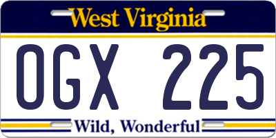 WV license plate OGX225