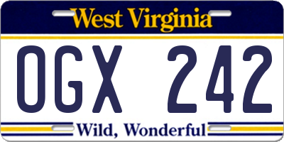 WV license plate OGX242