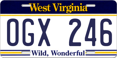 WV license plate OGX246
