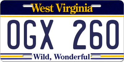 WV license plate OGX260