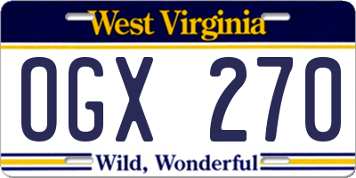WV license plate OGX270