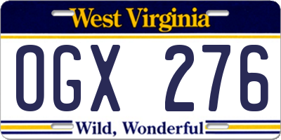 WV license plate OGX276
