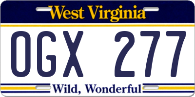 WV license plate OGX277