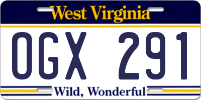 WV license plate OGX291