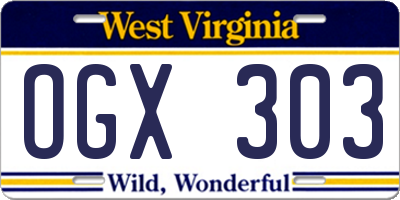 WV license plate OGX303