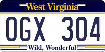 WV license plate OGX304