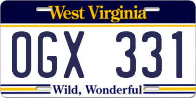 WV license plate OGX331