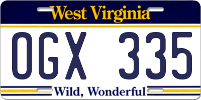 WV license plate OGX335