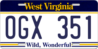 WV license plate OGX351