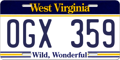 WV license plate OGX359
