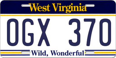 WV license plate OGX370