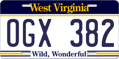 WV license plate OGX382