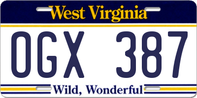 WV license plate OGX387