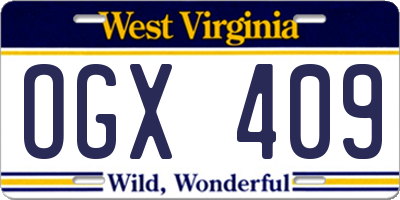 WV license plate OGX409