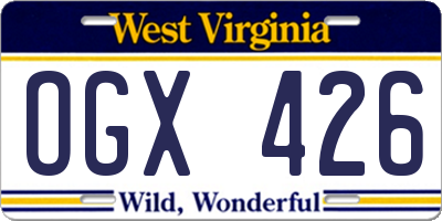 WV license plate OGX426