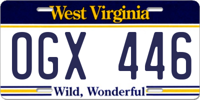 WV license plate OGX446