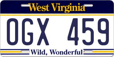 WV license plate OGX459