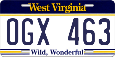 WV license plate OGX463