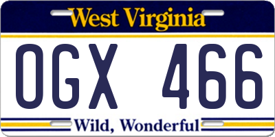 WV license plate OGX466